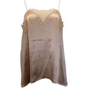 Pre Loved Cami Nyc Vintage Silk Cami Top Lace Detail Women nude Tank Tops